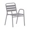 Emma and Oliver Jens Metal Dining Chair with Triple Slatted Back and Armrests for Indoor and Outdoor Use